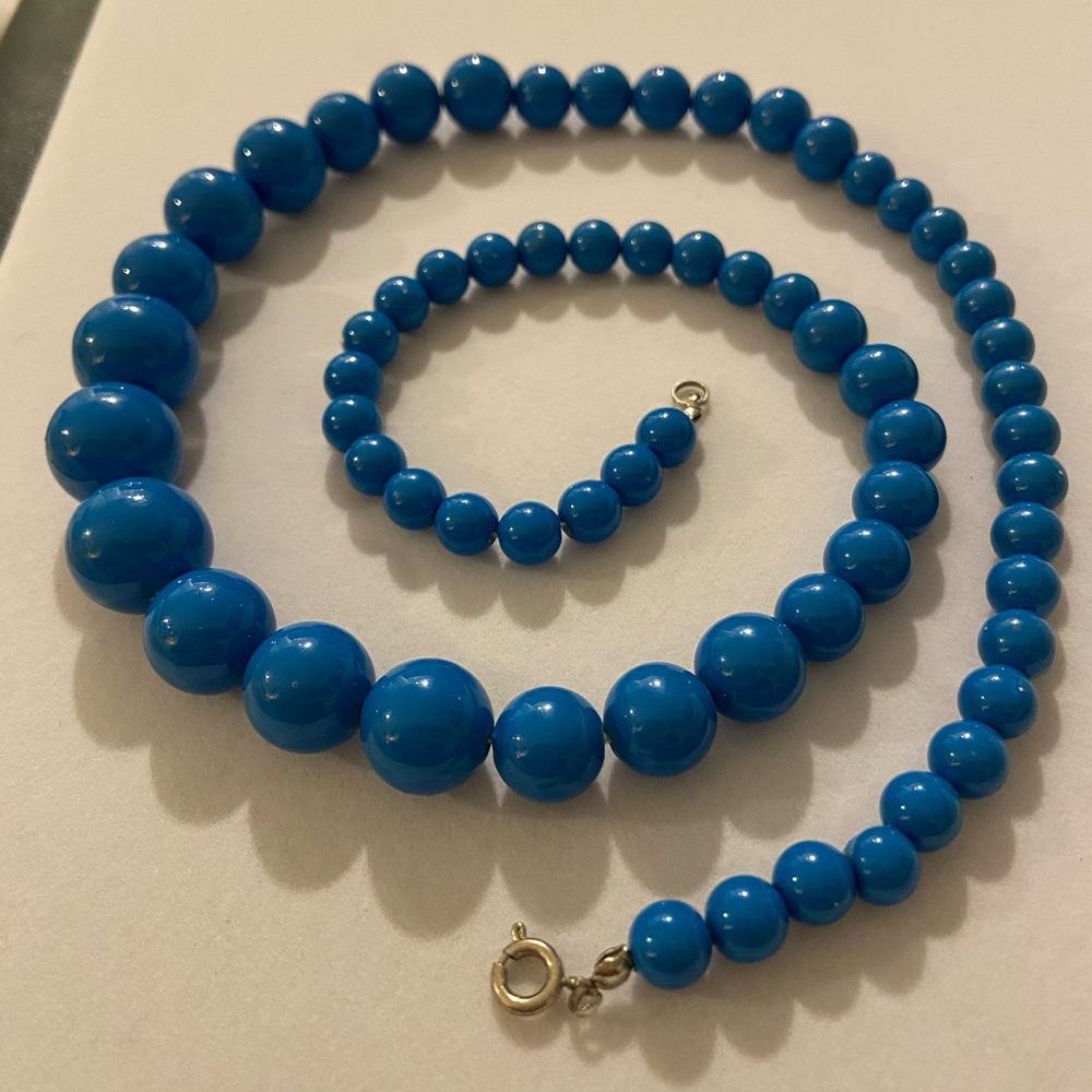 Vintage cobalt blue gum ball mid century necklace